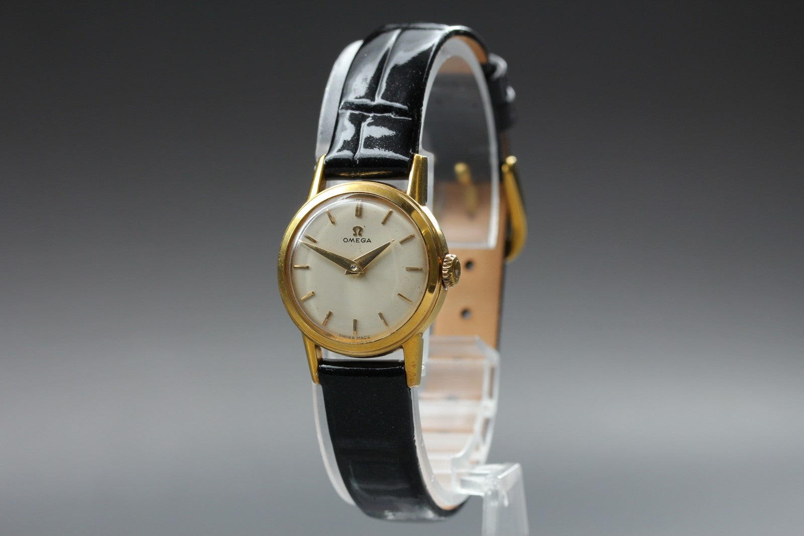 1959 OMEGA 2820-2 22mm Manual Wind Gold Plated White Dial Women's Vintage Exc+5