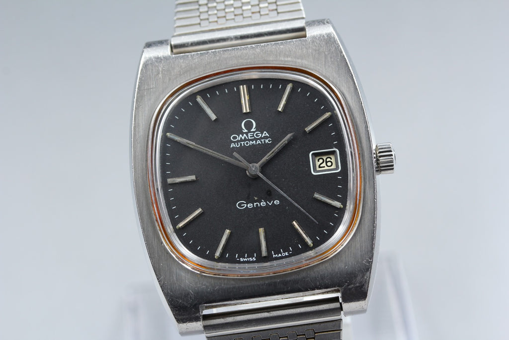 1974 Near MINT OMEGA Geneve 36mm 166.0190 Automatic Black Dial Men's Vintage