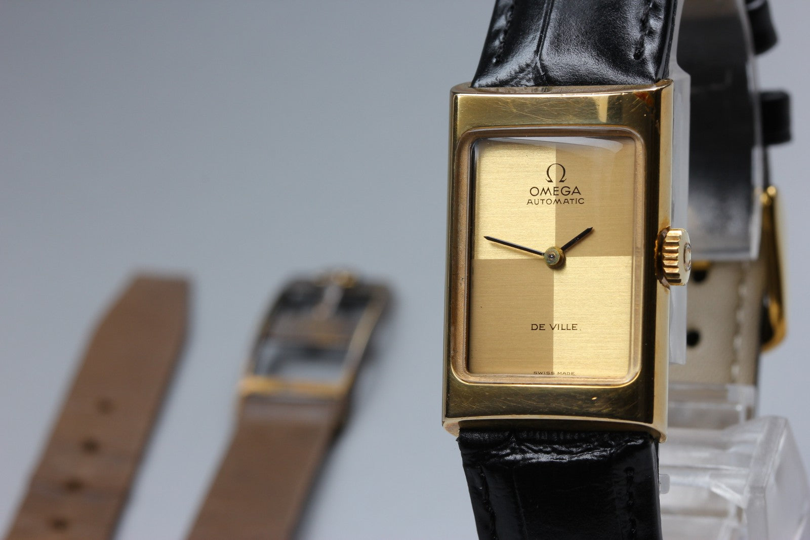 1972 Near MINT OMEGA De Ville 20mm 551.0066 Automatic Checkered Dial Women's