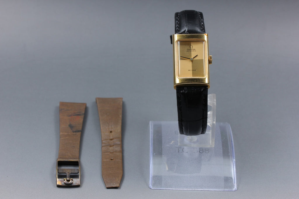 1972 Near MINT OMEGA De Ville 20mm 551.0066 Automatic Checkered Dial Women's