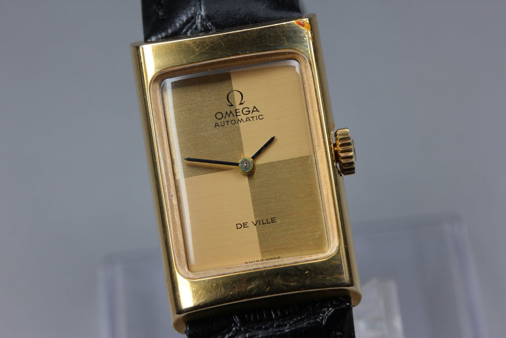 1972 Near MINT OMEGA De Ville 20mm 551.0066 Automatic Checkered Dial Women's