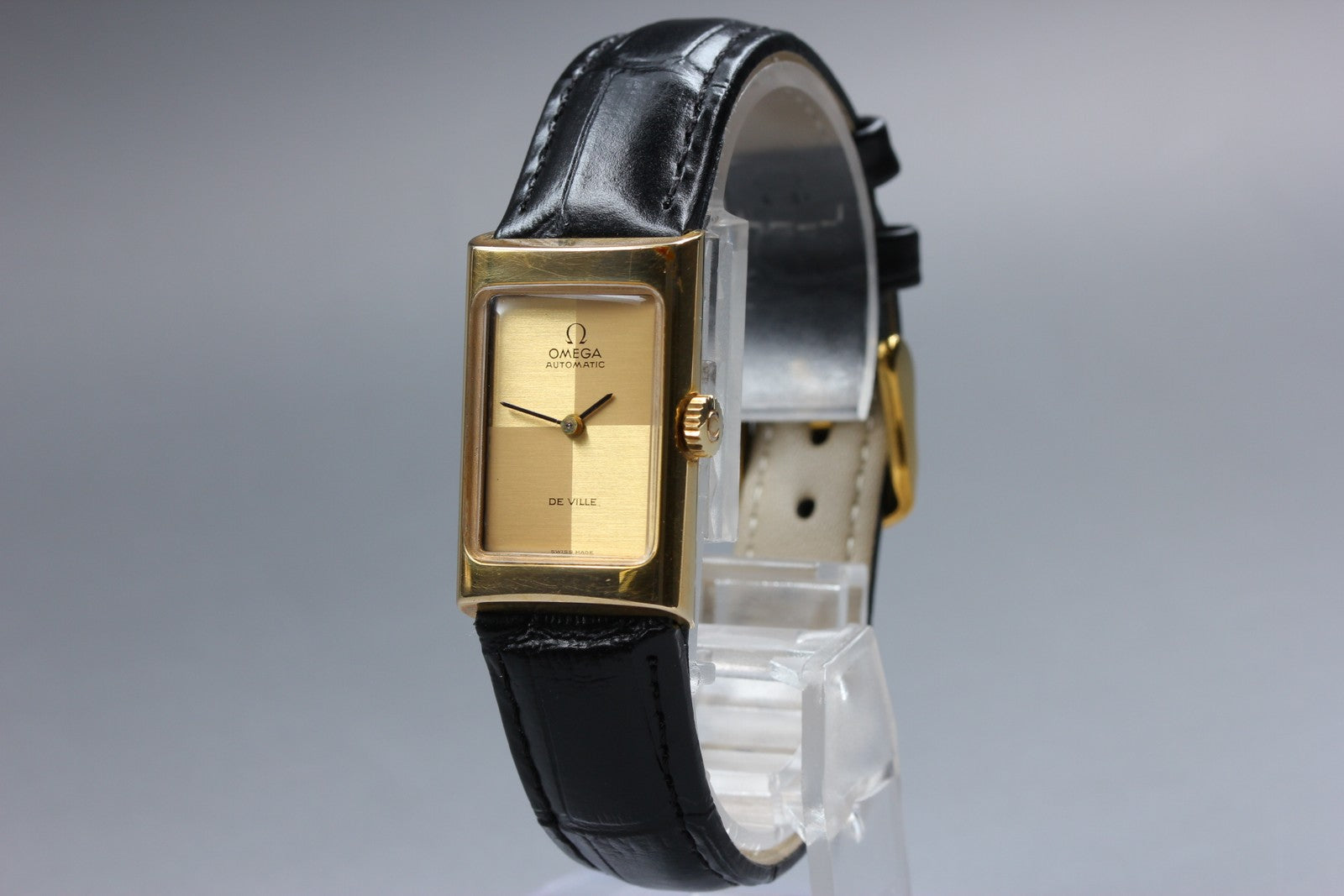 1972 Near MINT OMEGA De Ville 20mm 551.0066 Automatic Checkered Dial Women's