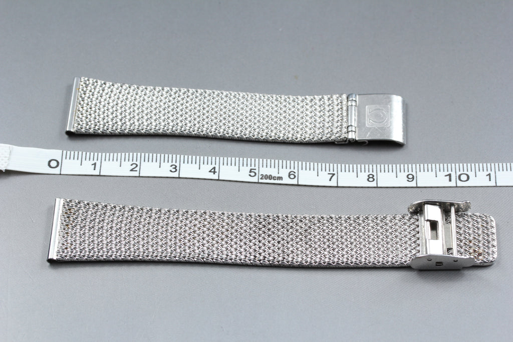 Near MINT OMEGA Milanese/Mesh Band 18mm Stainless Bracelet Silver Men's Vintage