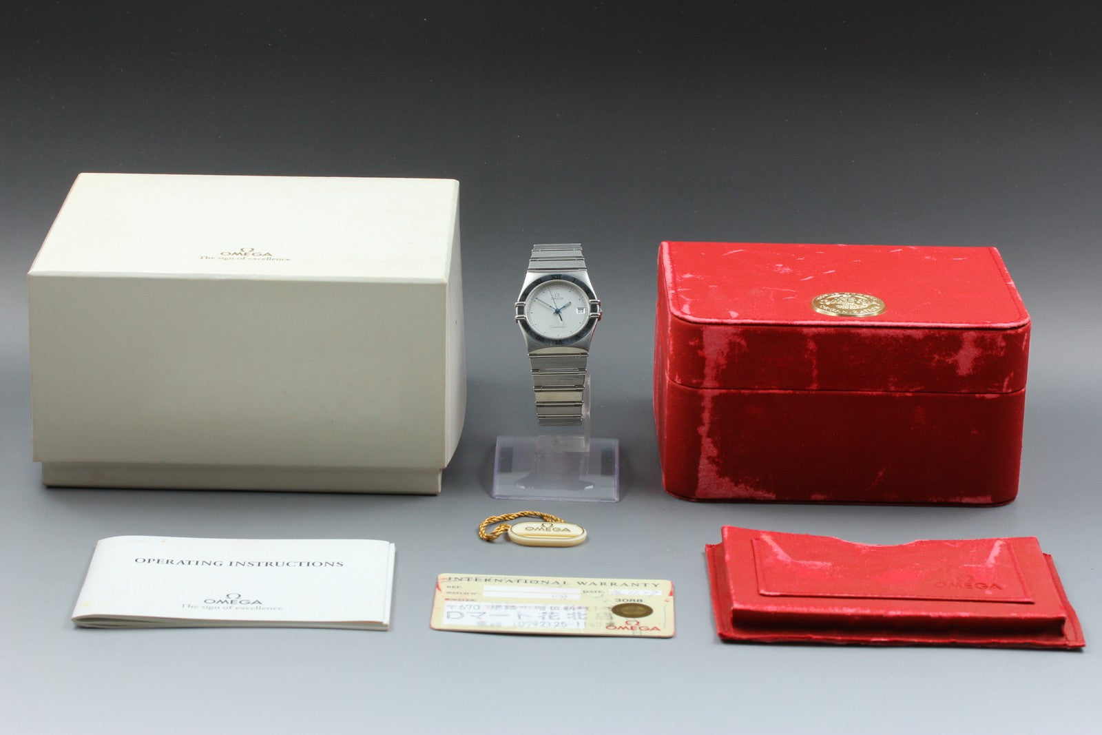 Full Set 1995 Near MINT OMEGA Constellation 32mm 396.1070.1 Quartz Men's Vintage