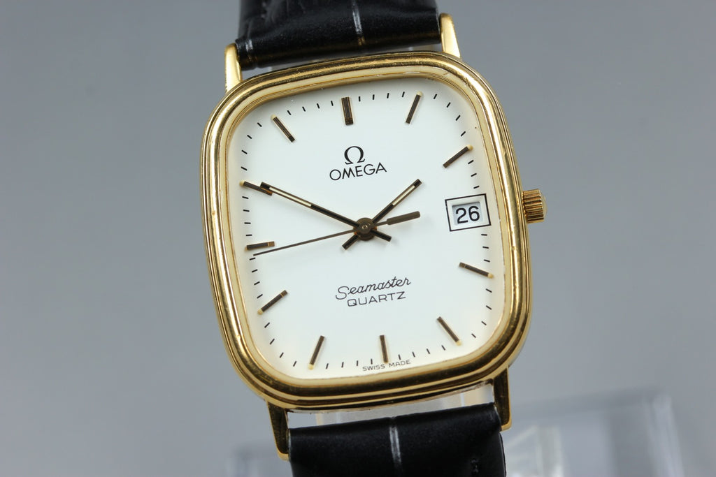 1986 Near MINT OMEGA Seamaster 28mm 196.0267.1 Quartz White Dial Men's Vintage