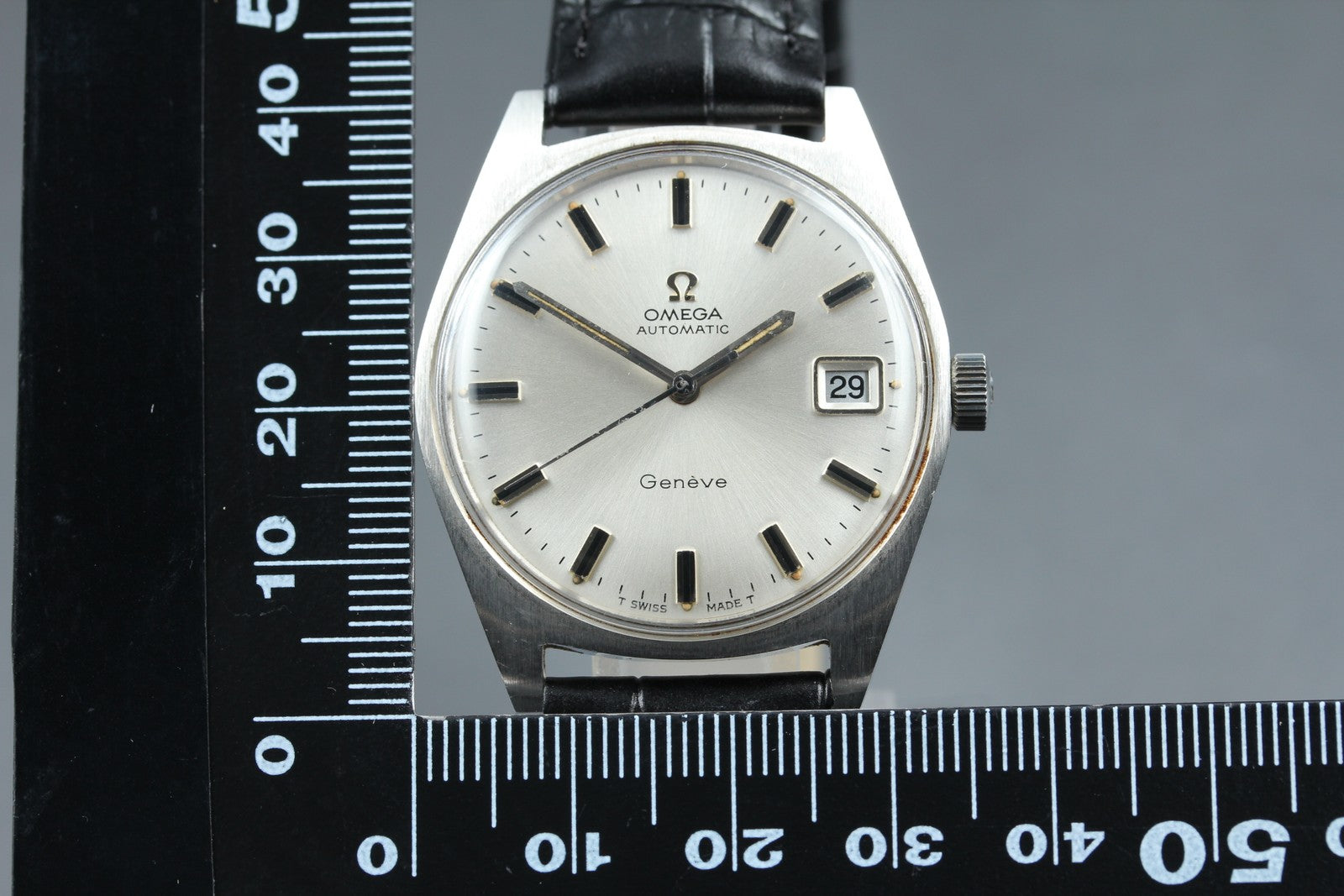 1969 Near MINT OMEGA Geneve 34mm 166.041 Automatic Stainless Silver Dial Men's