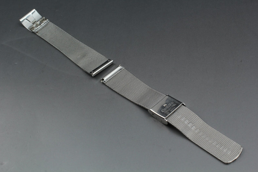 Near MINT OMEGA Milanese/Mesh Band 2058 19mm Stainless Steel Silver Men Vintage