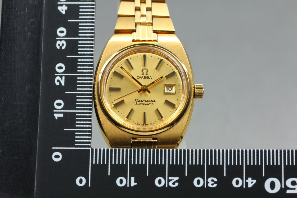 1979 MINT/Box OMEGA Seamaster 27mm 566.0087 Automatic Gold Dial Women's Vintage