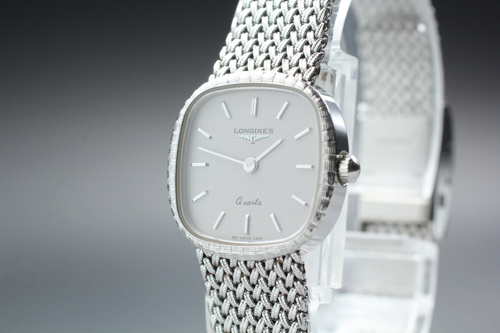 Near MINT LONGINES 963 3345 21mm Quartz Stainless Silver Dial Women's Vintage