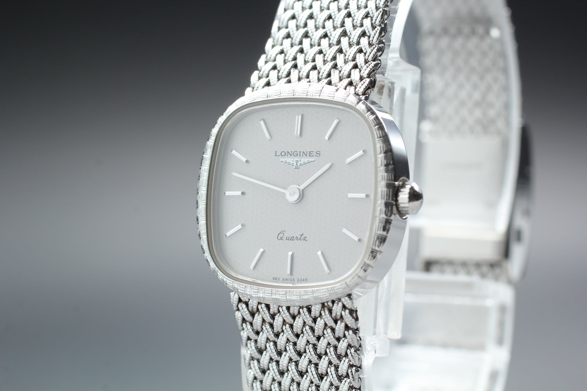 Near MINT LONGINES 963 3345 21mm Quartz Stainless Silver Dial Women's Vintage