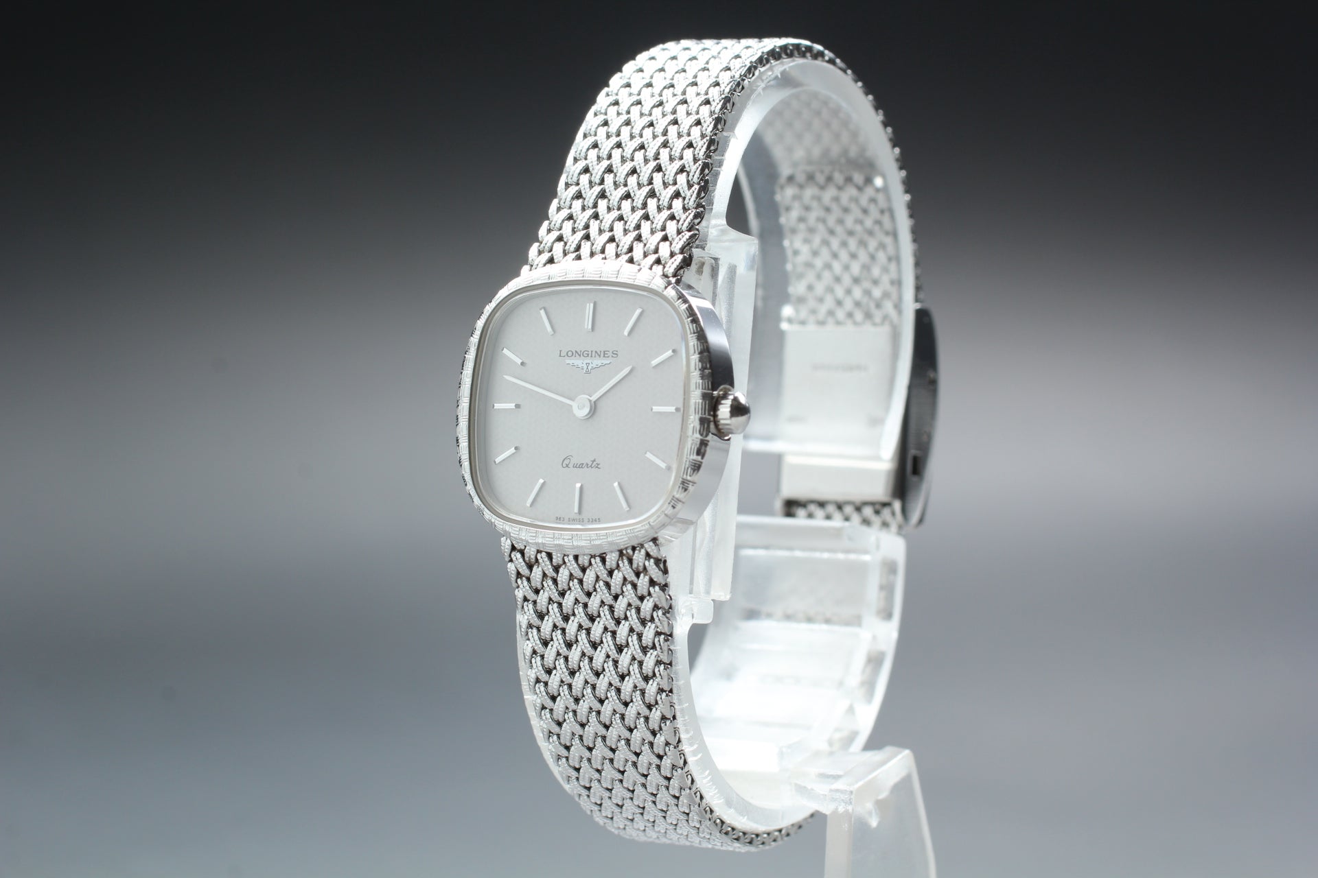 Near MINT LONGINES 963 3345 21mm Quartz Stainless Silver Dial Women's Vintage