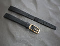 Near MINT OMEGA Vintage Black Leather Strap 10mm Band Gold Buckle Women's #1993