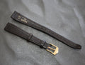 Near MINT OMEGA Vintage Dark brown Leather Strap 12mm Gold Buckle Women's #2392