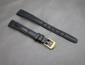 Near MINT OMEGA Vintage Black Leather Strap 11mm Band Gold Buckle Women's #2183