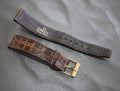 OMEGA Vintage Genuine Brown Leather Strap 16mm Watch Band Gold Buckle #2463