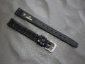 MINT OMEGA Vintage Genuine Black Leather Strap 12mm Silver Buckle Women's #2465