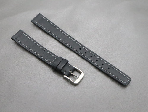 NOS OMEGA Vintage Genuine Black Leather Strap 12mm Silver Buckle Women's #2196