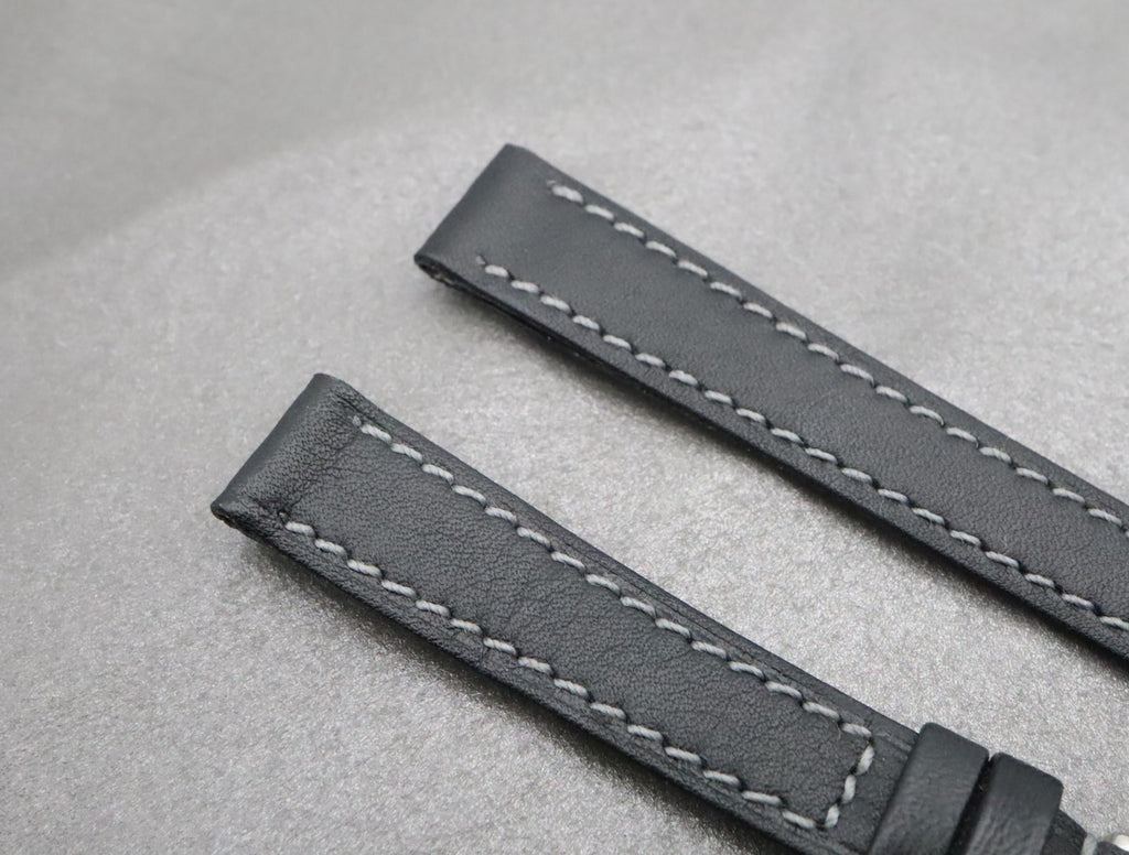 NOS OMEGA Vintage Genuine Black Leather Strap 12mm Silver Buckle Women's #2196