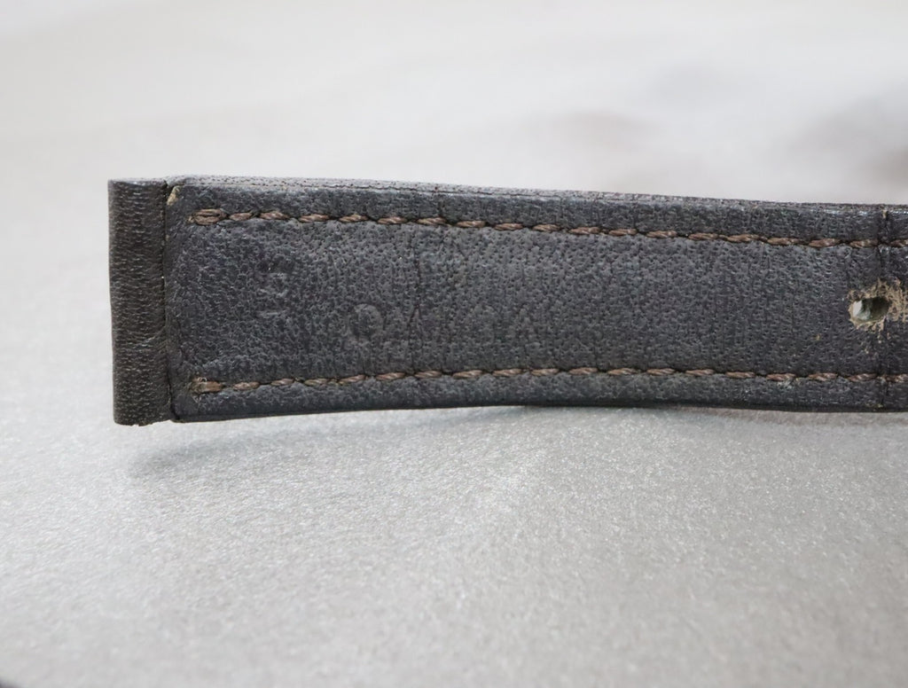 OMEGA Vintage Genuine Dark brown Leather Strap 16mm Watch Band Gold Buckle #1980