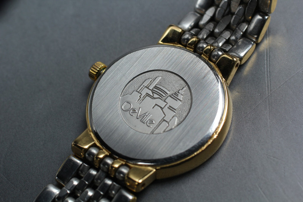 1989 Near MINT OMEGA De Ville 22mm 795.0897.2 Quartz Gold Dial Women's Vintage