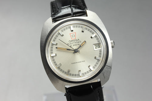 1970 Near MINT OMEGA Geneve f300Hz 38mm 198.030 Quartz Silver Dial Men's Vintage