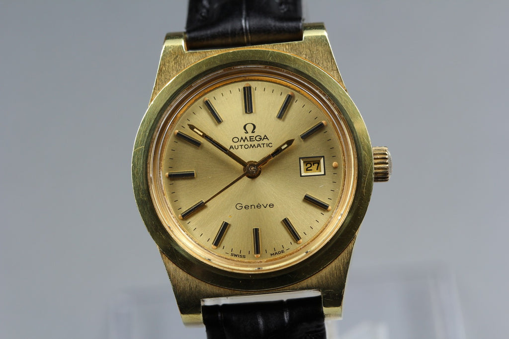 1973 Near MINT OMEGA Geneve 26mm 566.0065 Automatic Gold Dial Women's Vintage