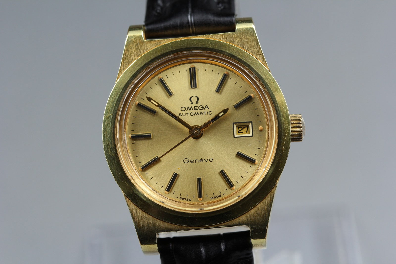 1973 Near MINT OMEGA Geneve 26mm 566.0065 Automatic Gold Dial Women's Vintage