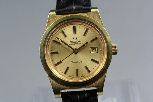 1973 Near MINT OMEGA Geneve 26mm 566.0065 Automatic Gold Dial Women's Vintage