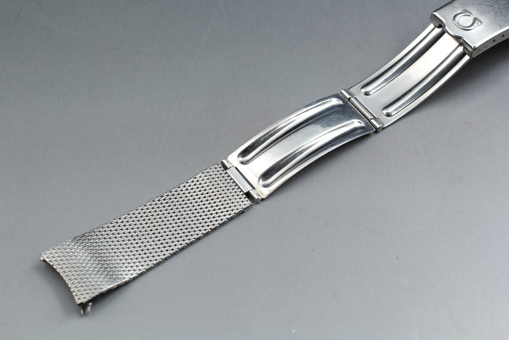 Near MINT OMEGA Milanese/Mesh Band 2028 18mm Stainless Steel Silver Men Vintage