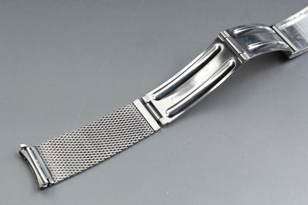 Near MINT OMEGA Milanese/Mesh Band 2028 18mm Stainless Steel Silver Men Vintage