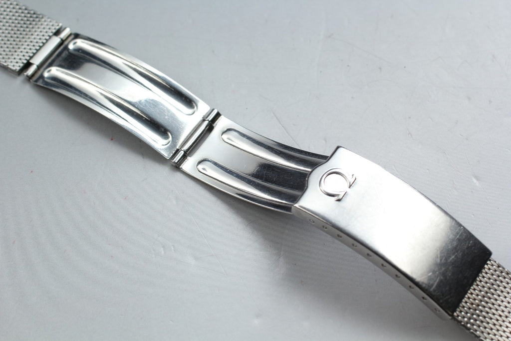 Near MINT OMEGA Milanese/Mesh Band 2028 18mm Stainless Steel Silver Men Vintage