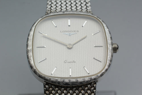 Near MINT LONGINES 978 3386 30mm Quartz Stainless steel Silver Dial Men Vintage