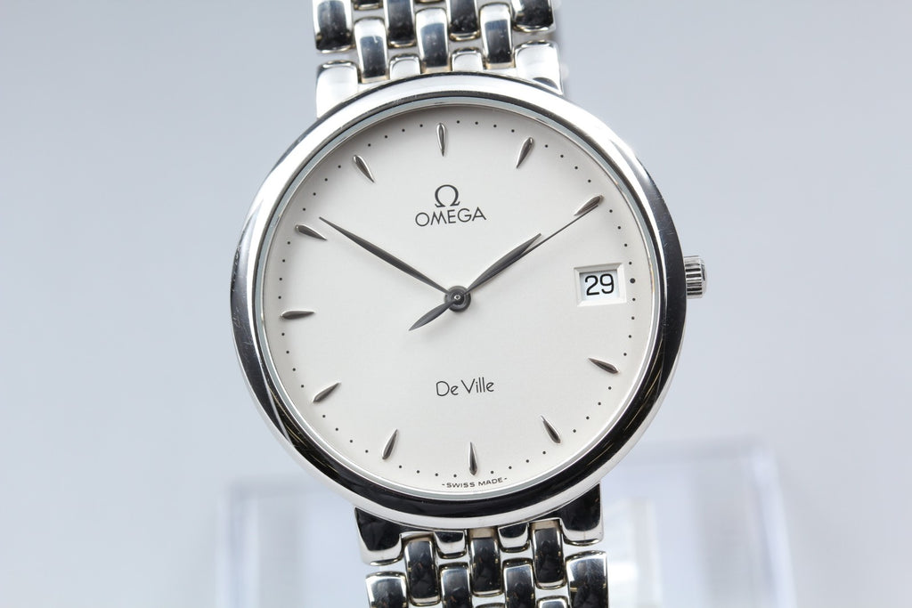 1993 MINT OMEGA De Ville 33mm 396.2432 Quartz Silver Dial Men's Watch Vintage