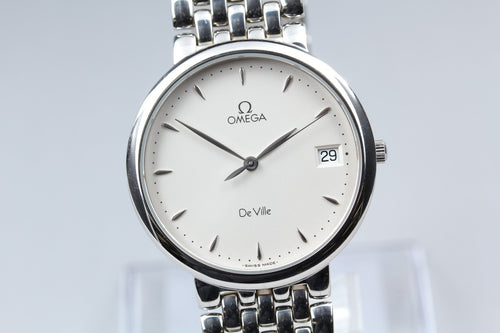 1993 MINT OMEGA De Ville 33mm 396.2432 Quartz Silver Dial Men's Watch Vintage