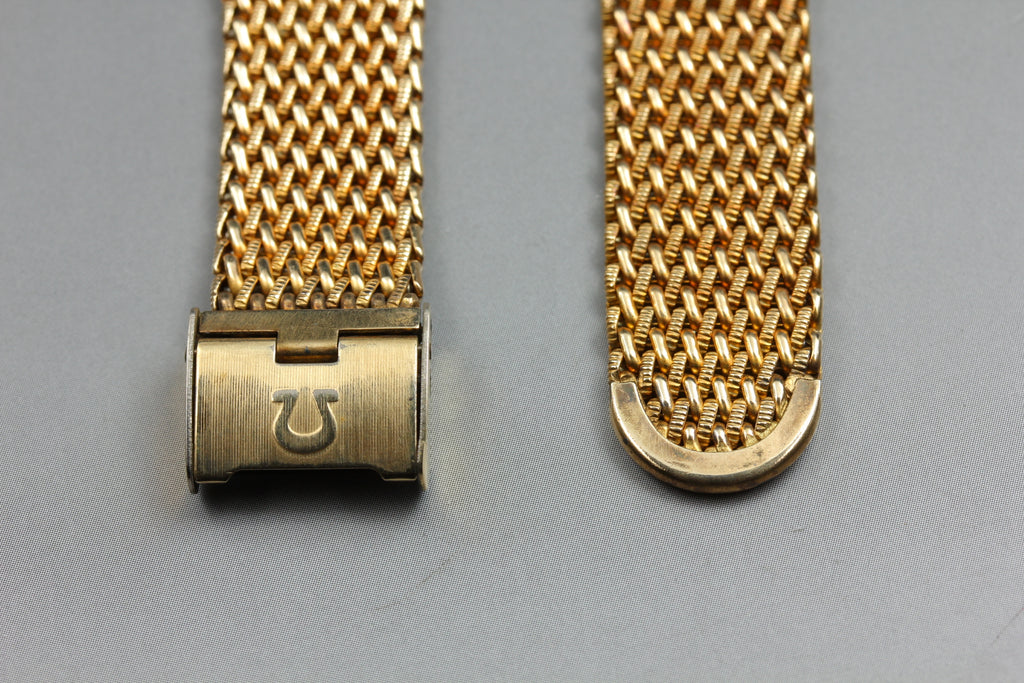 Near MINT OMEGA Milanese/Mesh Band FF595/1148 17mm Gold Plated Men's Vintage