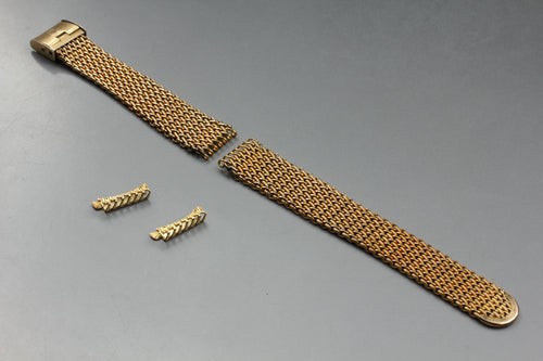Near MINT OMEGA Milanese/Mesh Band FF595/1148 17mm Gold Plated Men's Vintage