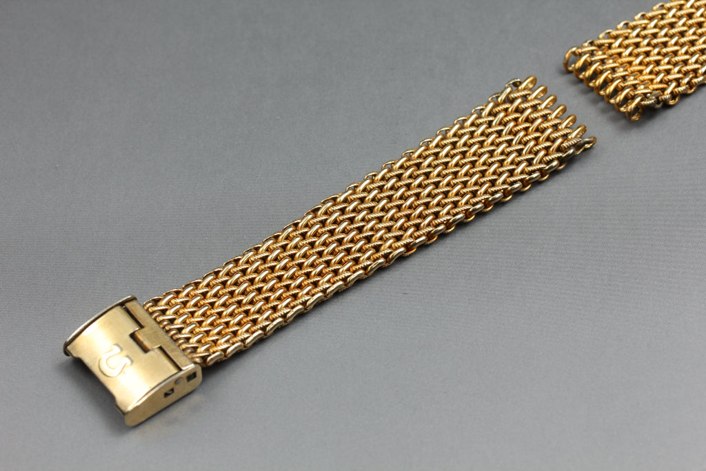 Near MINT OMEGA Milanese/Mesh Band FF595/1148 17mm Gold Plated Men's Vintage