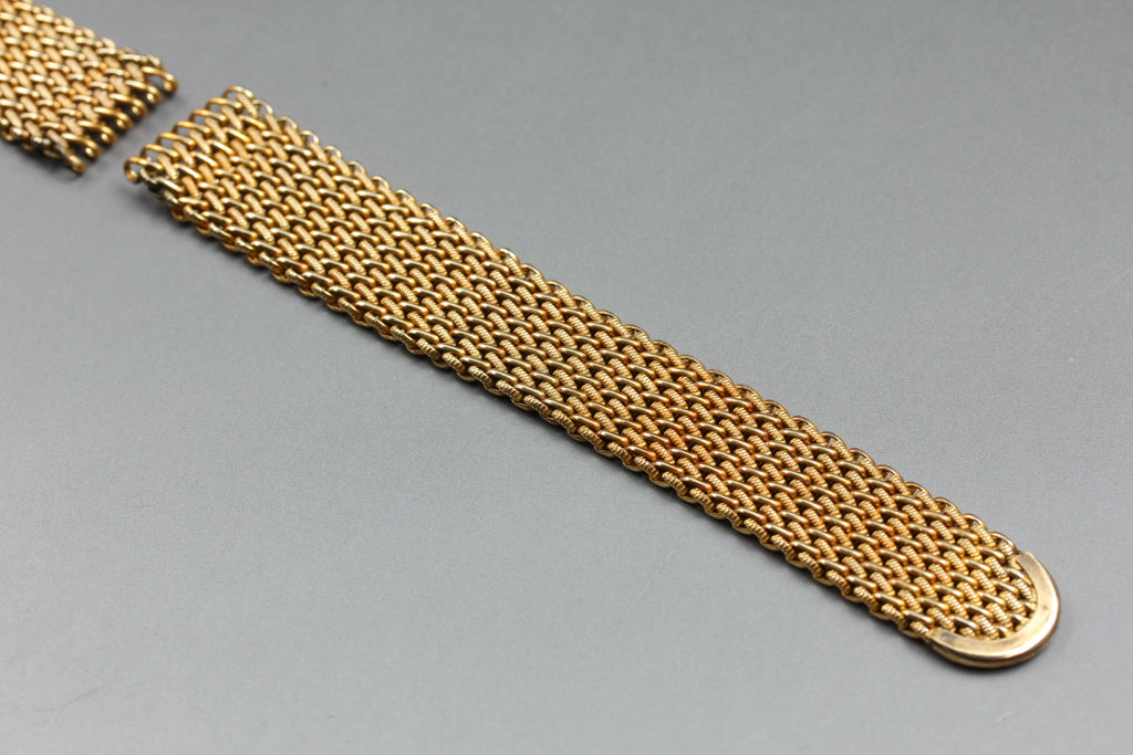 Near MINT OMEGA Milanese/Mesh Band FF595/1148 17mm Gold Plated Men's Vintage
