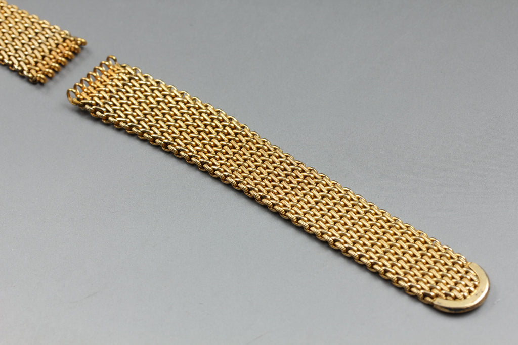 Near MINT OMEGA Milanese/Mesh Band FF595/1148 17mm Gold Plated Men's Vintage