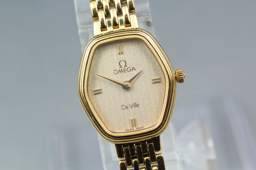 1984 OMEGA De Ville 17mm 791.0881 Quartz Gold Dial Women's Watch Vintage Exc+5