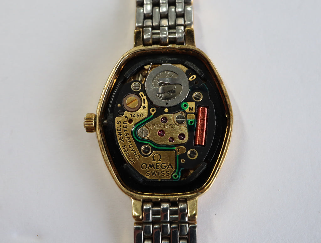 1984 OMEGA De Ville 17mm 791.0881 Quartz Gold Dial Women's Watch Vintage Exc+5