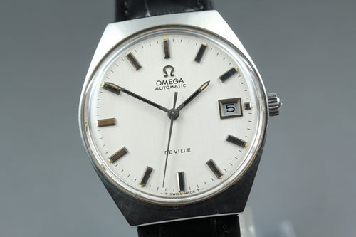 Near MINT OMEGA De Ville 34mm 166.051 Automatic Silver Dial Men's Watch Vintage