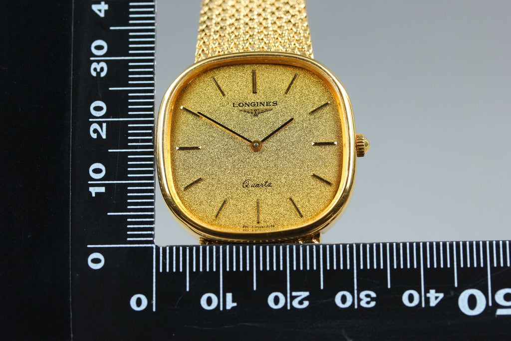 Near MINT LONGINES 960 3229 31mm Quartz Gold Plated Gold Dial Men's Vintage