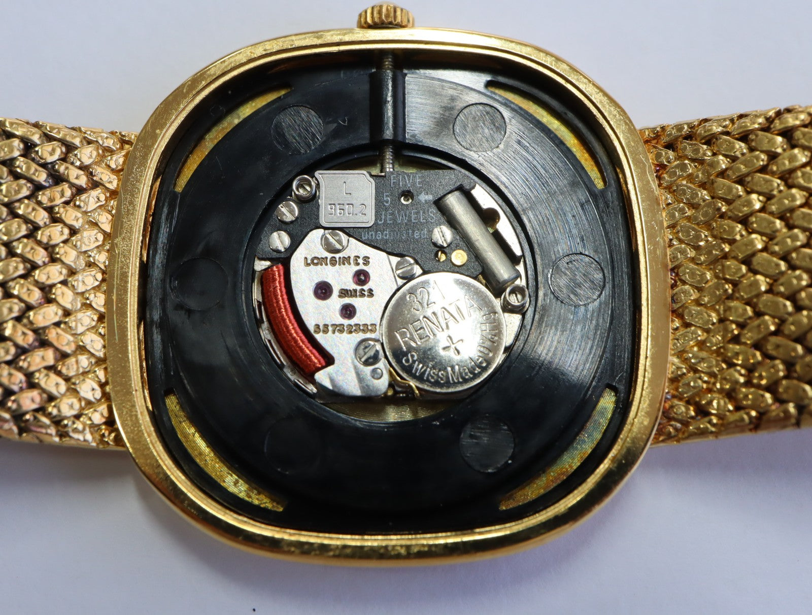 Near MINT LONGINES 960 3229 31mm Quartz Gold Plated Gold Dial Men's Vintage