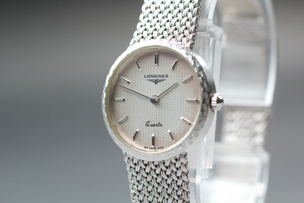 LONGINES 961 3320 22mm Quartz Stainless Steel Silver Dial Women's Vintage Exc+5