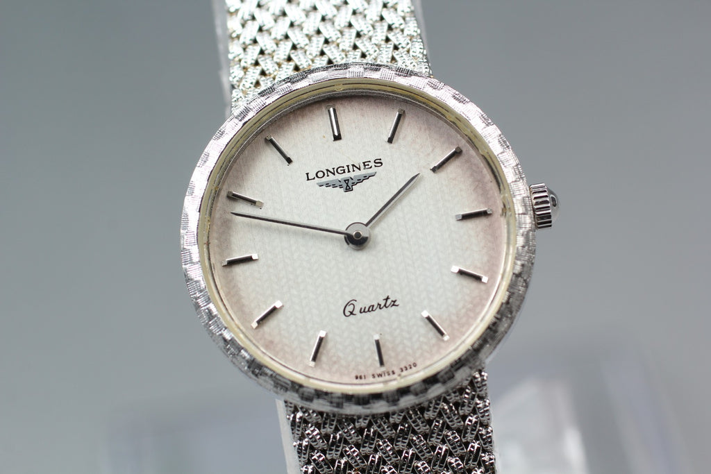 LONGINES 961 3320 22mm Quartz Stainless Steel Silver Dial Women's Vintage Exc+5