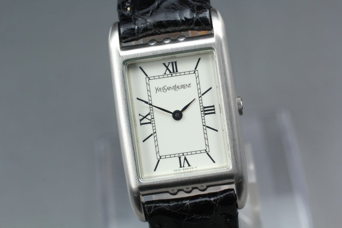 Near MINT/Box Yves Saint Laurent 23mm 4625-E68184 Quartz Roman Dial Tank Unisex
