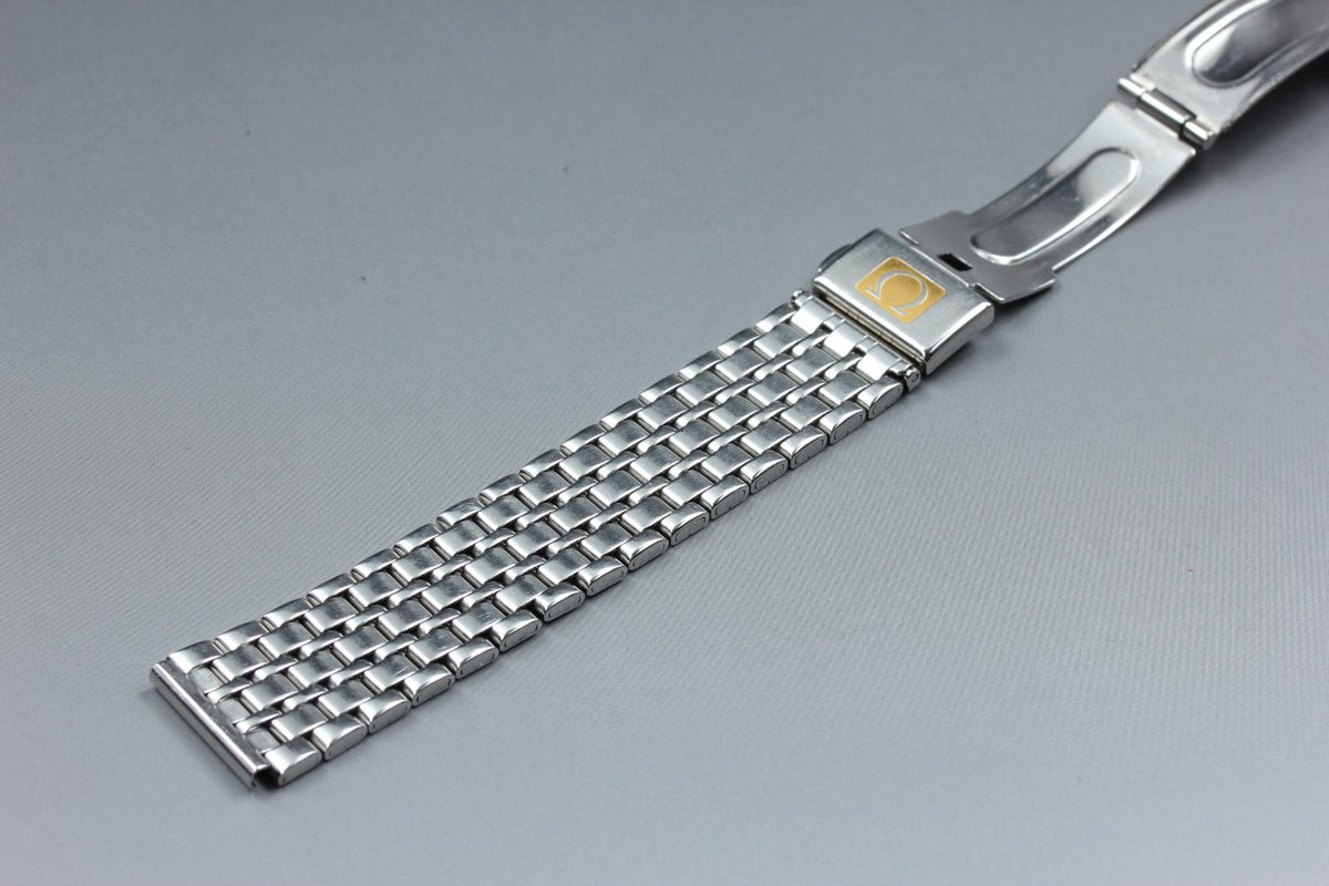Near MINT OMEGA Bracelet 18mm Stainless Steel Silver Men's Genuine Band Vintage