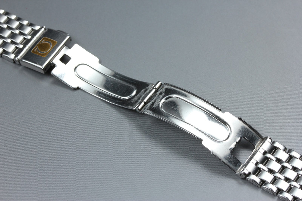 Near MINT OMEGA Bracelet 18mm Stainless Steel Silver Men's Genuine Band Vintage