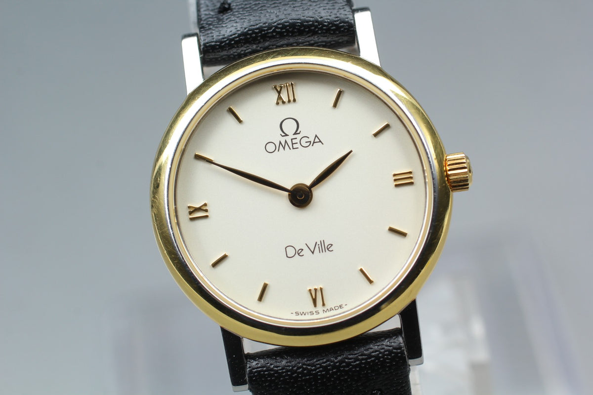 1995 Near MINT OMEGA De Ville 23mm 595.1111 Quartz Roman Dial Women's Vintage